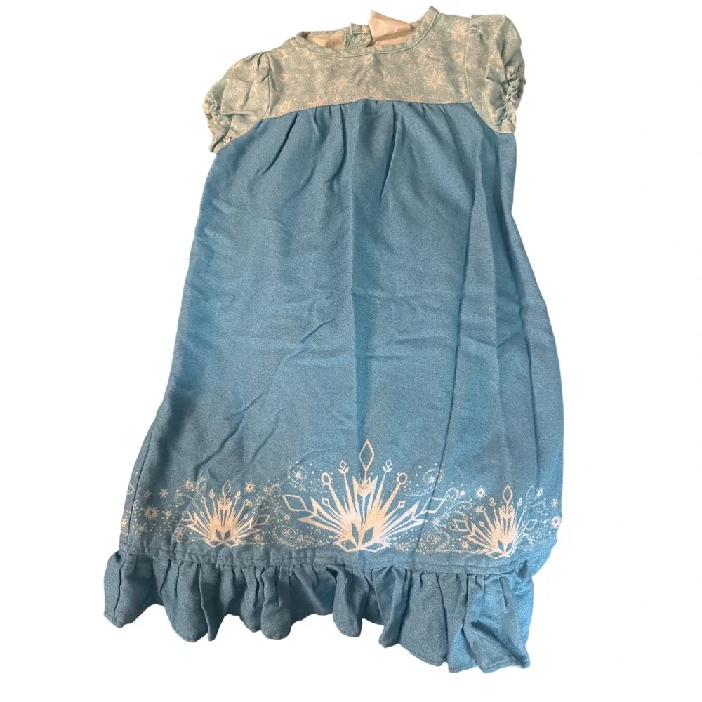 Disney Posh Peanut Elsa Frozen flannel Snowflake Ruffle Nightgown Dress 3T 4T